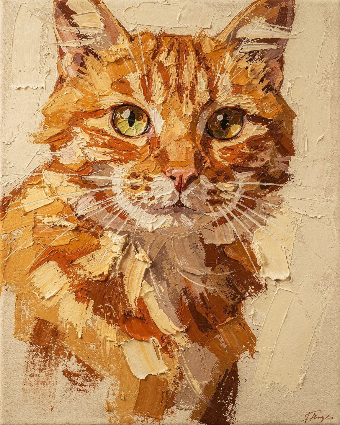 Dutch Master Oil portrait of Luna, an orange cat