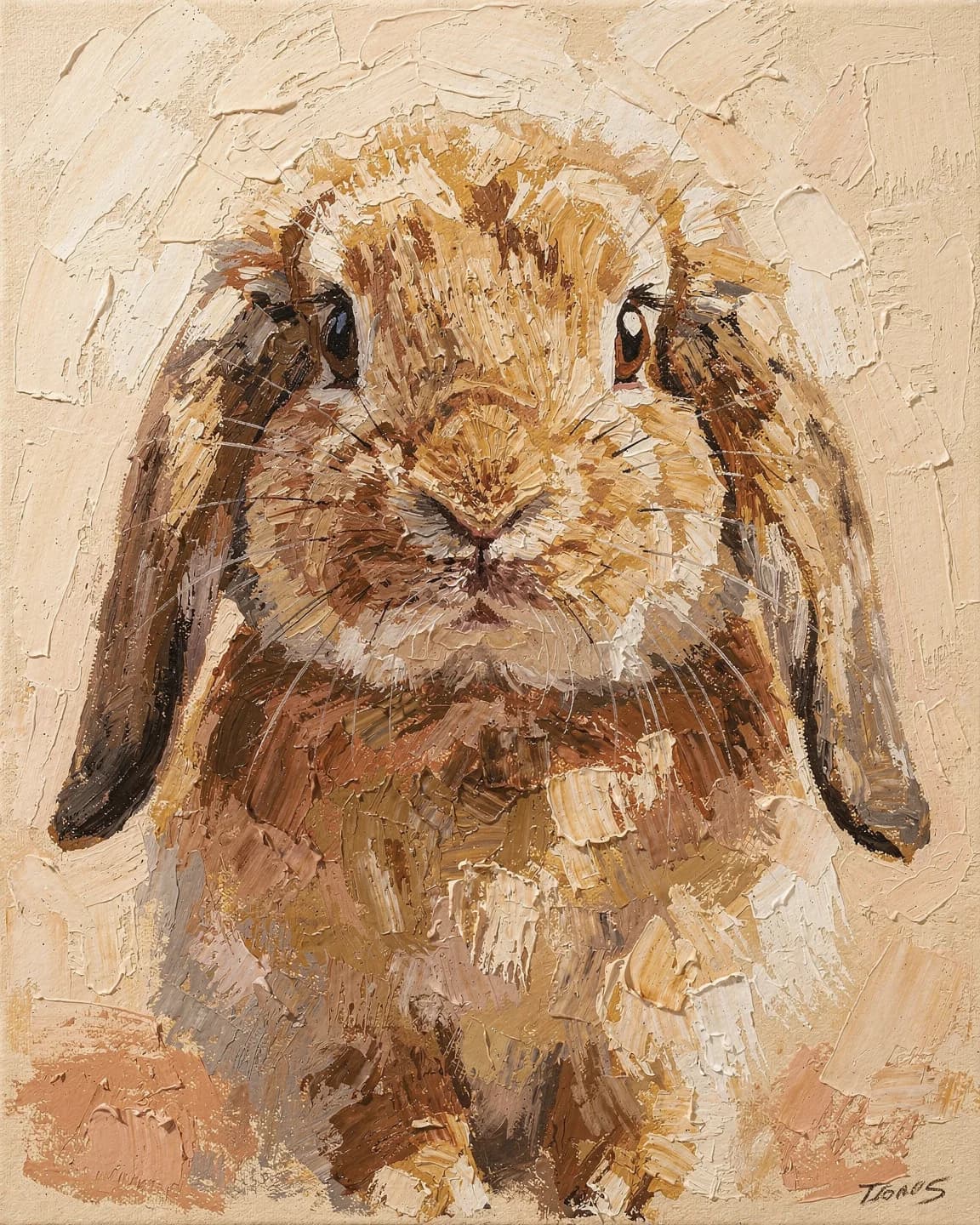 Dutch Master Oil portrait of Bear, a Holland Lop rabbit