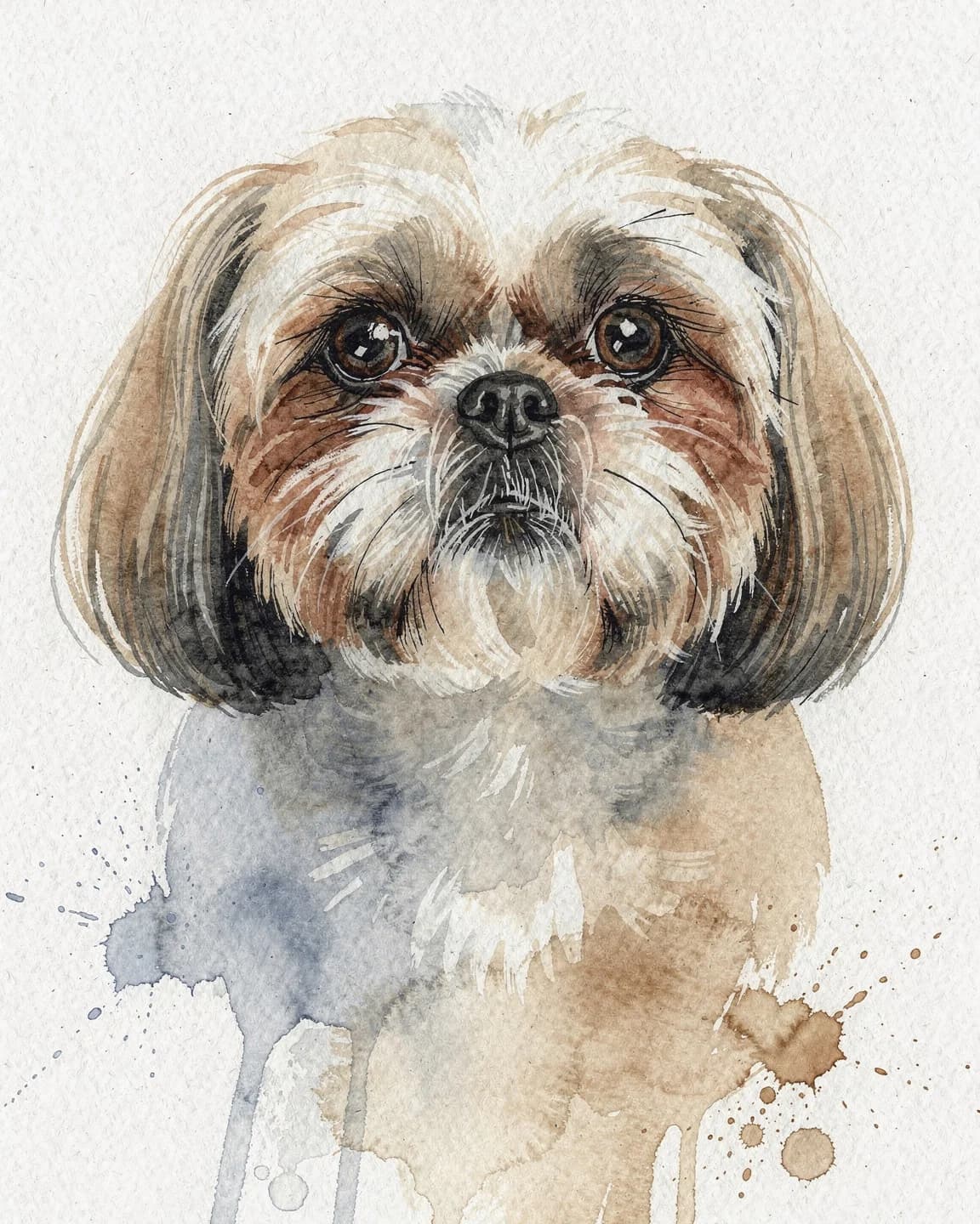 Ethereal Watercolour portrait of Mochi, a French Bulldog